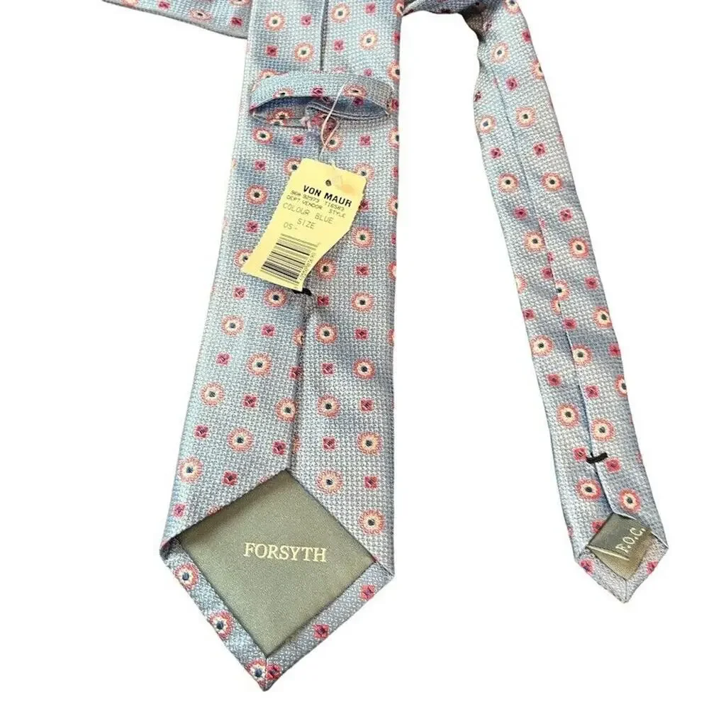 Forsyth Mens Blue Pink 100% Silk Hand Sewn Necktie Neck Tie Textured NWT Career